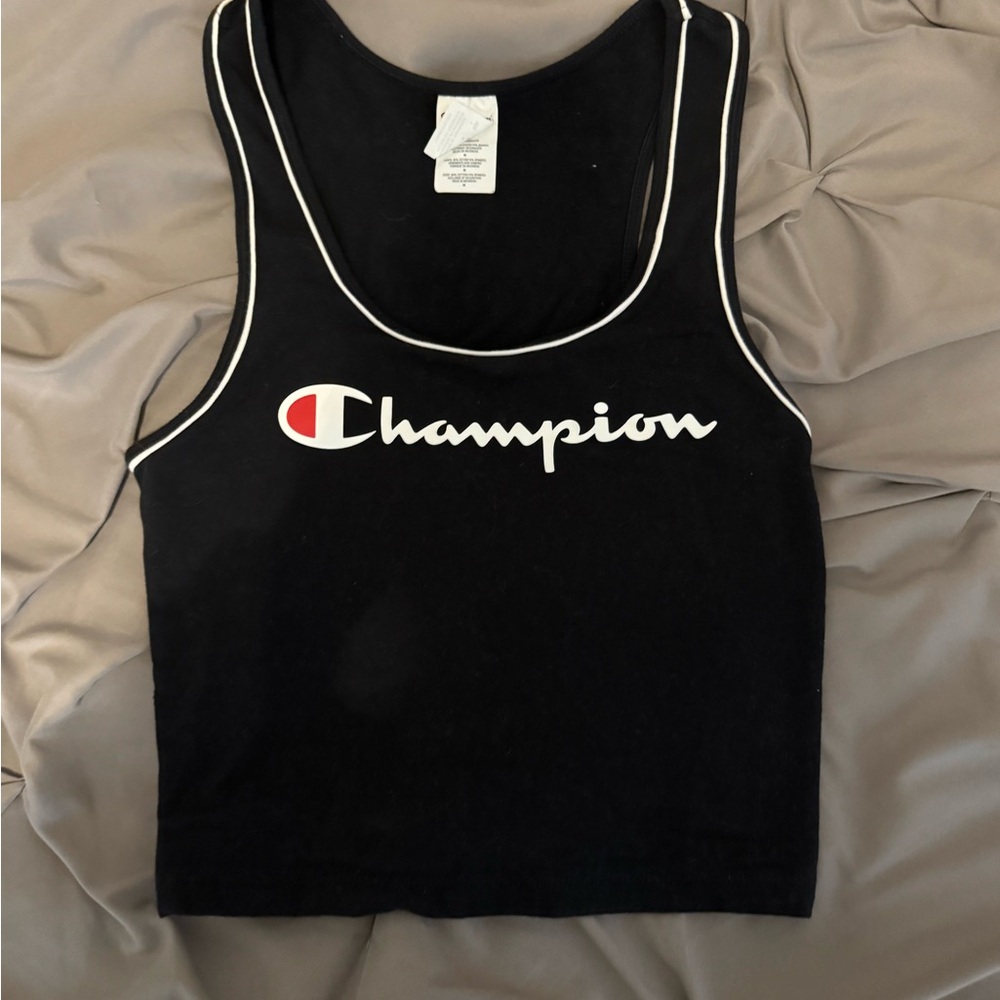 Champion Women's Black Tank Top with White Trim